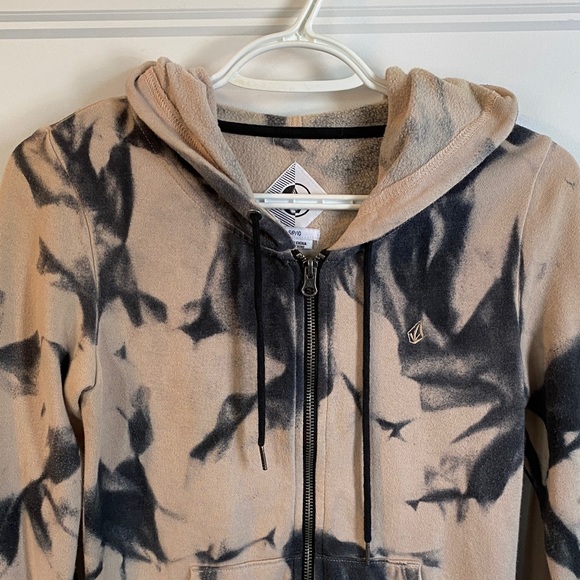 Volcom Tan and Black Tie-Dye Zip Hoodie - Picture 2 of 3